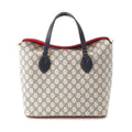 Gucci GG Supreme 2-Way Handbag Navy Beige Red