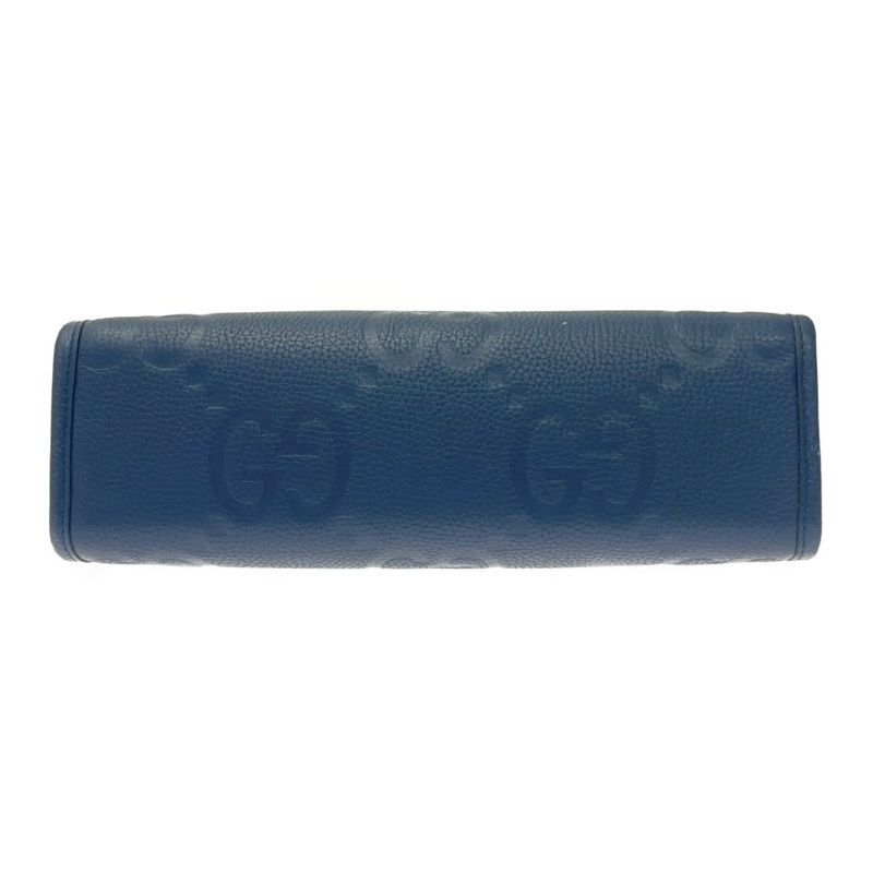 Gucci 739490-2067 Leather Jumbo GG Silver Hardware Second Bag Blue — view 6