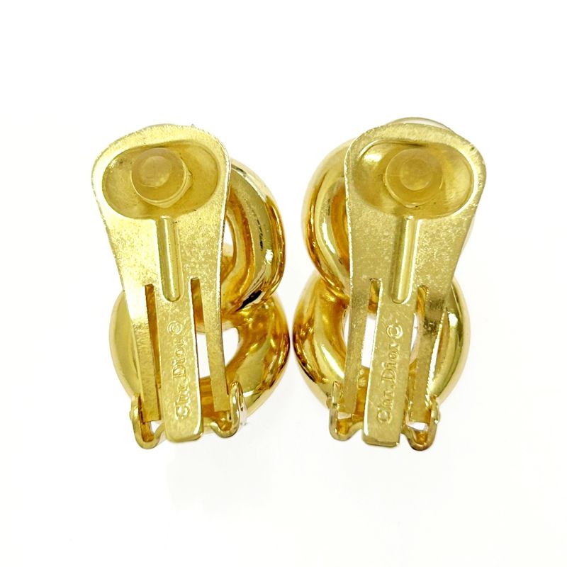 Christian Dior GP Rhinestone Earrings Gold Black — view 7