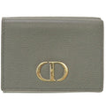 Christian Dior Compact Wallet Leather Gray Trifold Purse 0037