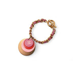 Chanel Bangle Chain Bracelet CC Coco Mark Pink Multi Gold 01