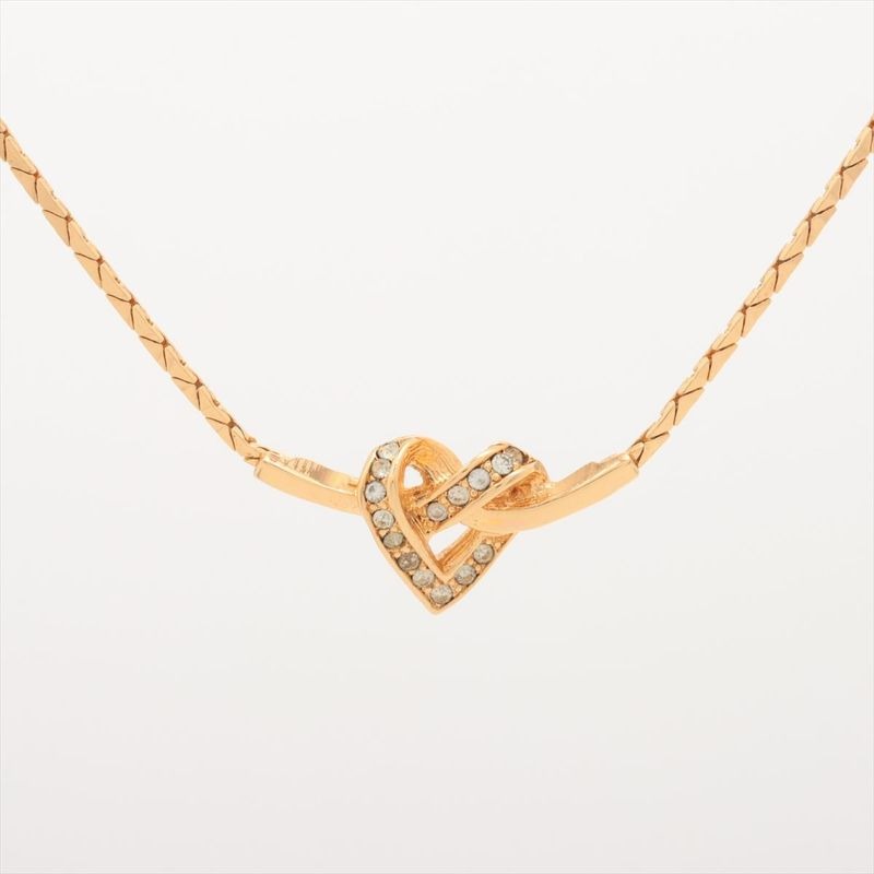 Christian Dior Heart Necklace GP With Rhinestones — view 2