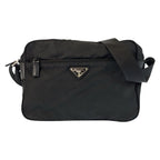 Prada Tessuto Black Silver Nylon Shoulder Bag Pochette