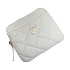 Chanel Quilted Classic Zip Coin Purse Ap2061 White Coco Mark Caviar Leather