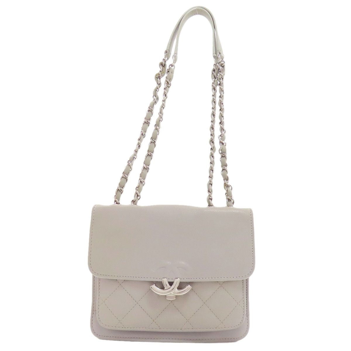 Chanel Half CC Logo Silver Shoulder Bag