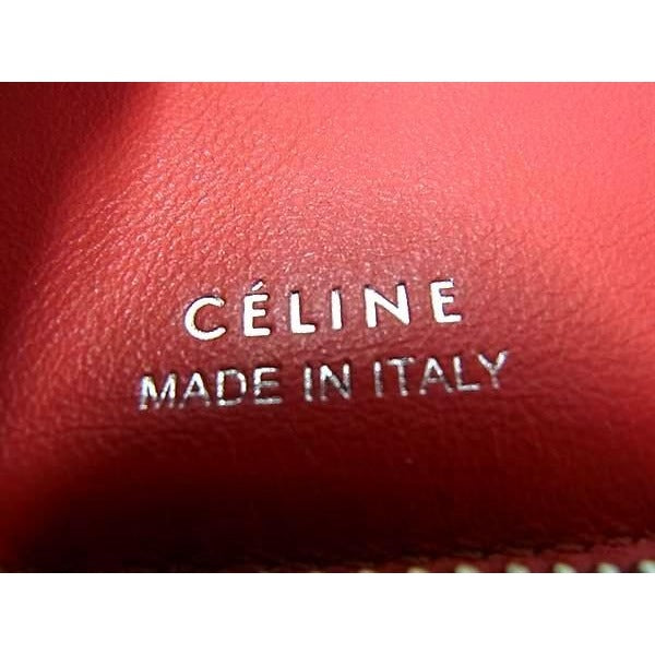 Celine Wallet Medium Zip Around Beige Red Leather Round Zipper Bifold — view 2