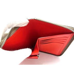 Celine Wallet Medium Zip Around Beige Red Leather Round Zipper Bifold — view 5