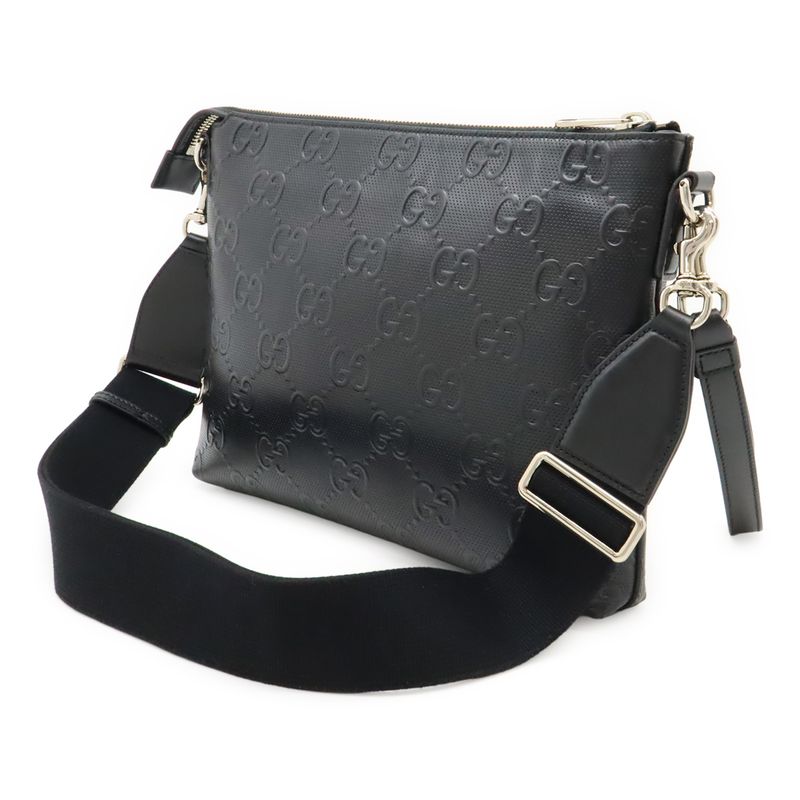 Gucci Jumbo GG Medium Crossbody Bag Shoulder Clutch Leather Black — view 2