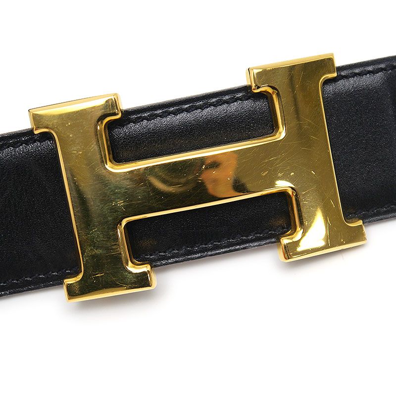 Hermes H Belt 70 Black And Gold B 1988 — view 4