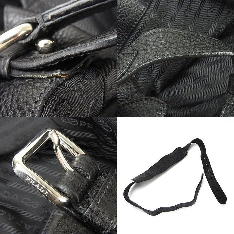 Prada 2-Way Tote Shoulder Bag Large Crossbody Nylon Blackblackleather Everyday — view 7