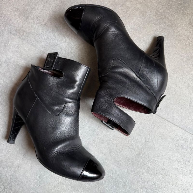 Chanel Quilted Leather Belt Short Boots Coco Mark Black 36 1 2 — view 2