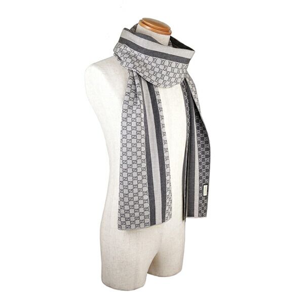 Gucci Scarf Stole Wool Light Gray Dark — view 6