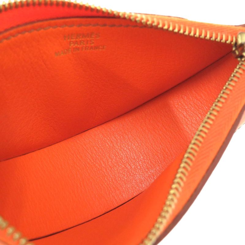 Hermes Fruit Orange Leather Brown Coin Case Purse — view 4