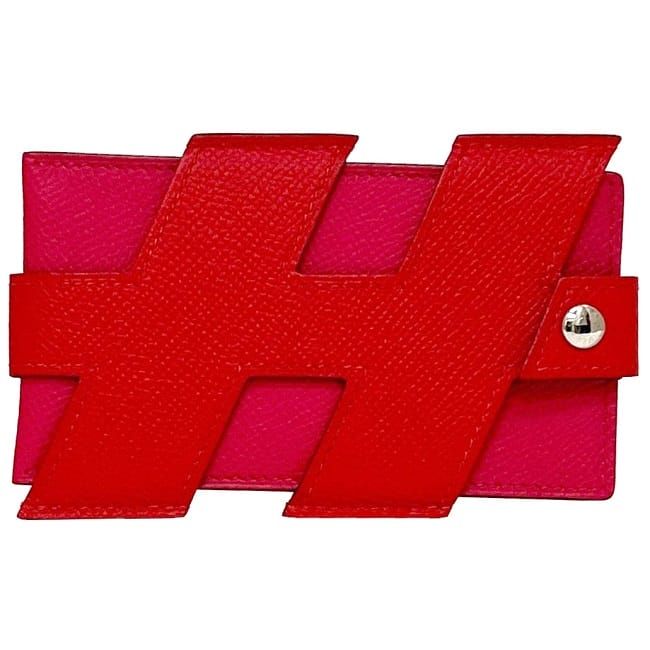 Hermes Card Case Red Pink Rouge Coup Rose Extreme — view 3