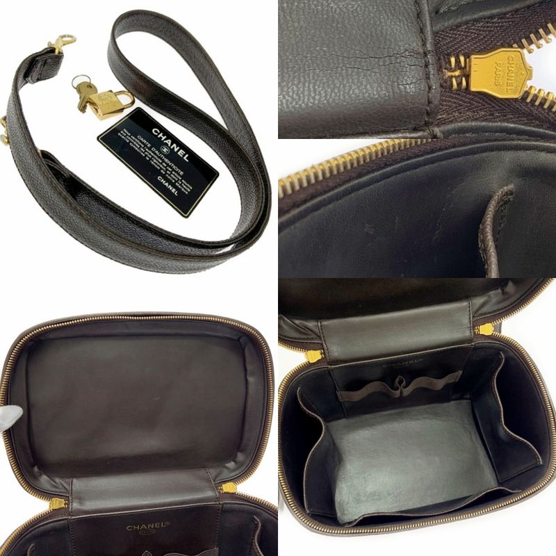 Chanel Caviar Leather 2-Way Vanity Bag Brown Handbag — view 8