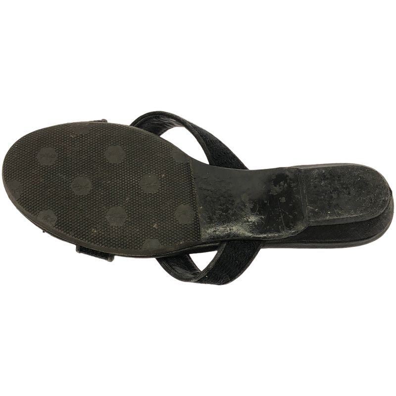 Chanel Camellia Strap Leather Sandals Black — view 4