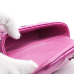 Chanel Charm Metallic Pink Silver Quilted Pouch With Hook Ears — view 6