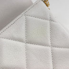 Chanel Quilted Flap Shoulder Chain Caviar Leather White — view 8