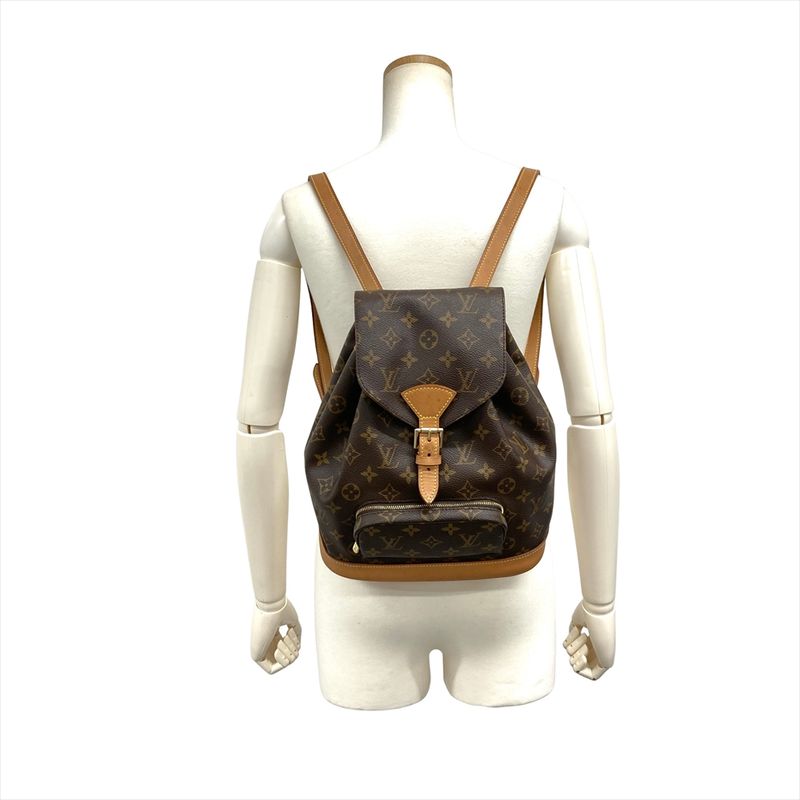 Louis Vuitton Montsouris MM Backpack Monogram Canvas Brown Gold Hardware — view 2