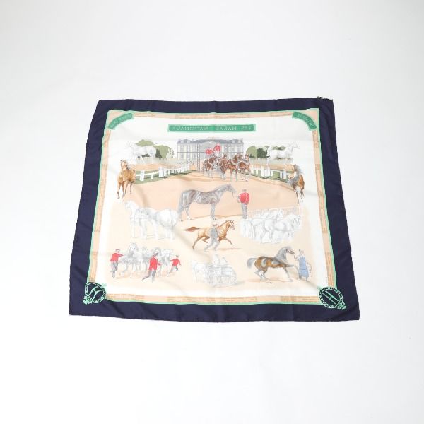 Hermes Carre 90 LES Haras Nationaux Scarf Navy — view 2