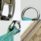 Gucci Shoulder Bag GG Canvas Leather Beige Blue Silver Hardware — view 6
