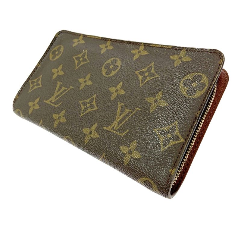 Louis Vuitton Monogram Porte Monnaie Zip Long Wallet Brown — view 2