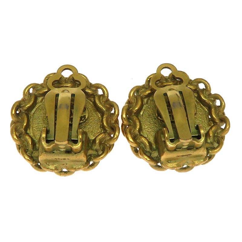 Chanel Vintage Guilloche Gold-Tone Earrings — view 4