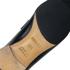 Hermes Paris Loafers Shoes Leather Black Silver Moccasins Flat Hhardware — view 8