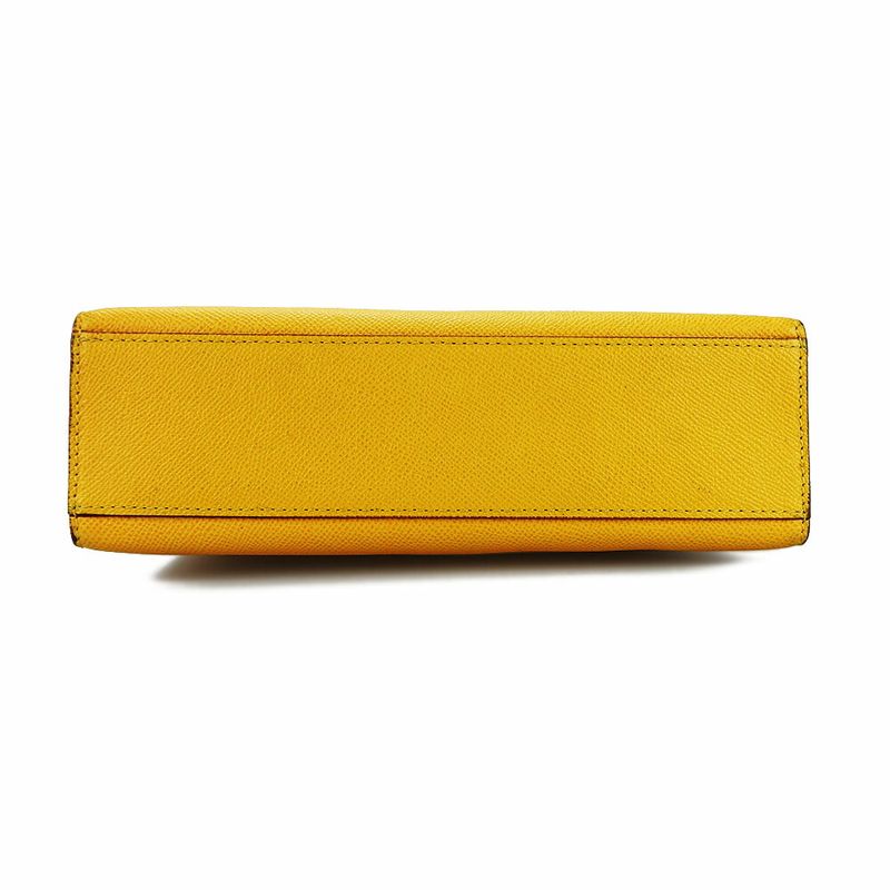 Celine Shoulder Bag Leather Yellow Gold Hardware Shape Push Turnlock — view 4