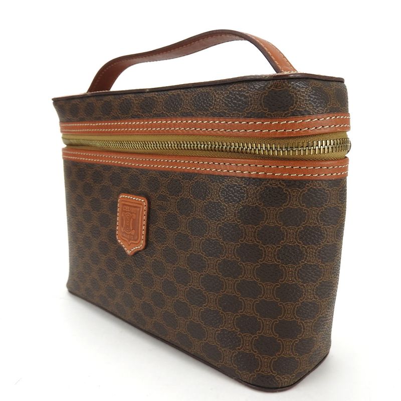 Celine Handbag Macadam Leather Brown Gold Hardware Vanity Bag Pouch — view 2