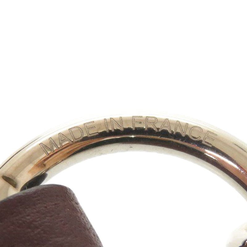 Hermes Carnaby Canvas Leather Brown Silver Hardware Engraved C Necklace — view 6