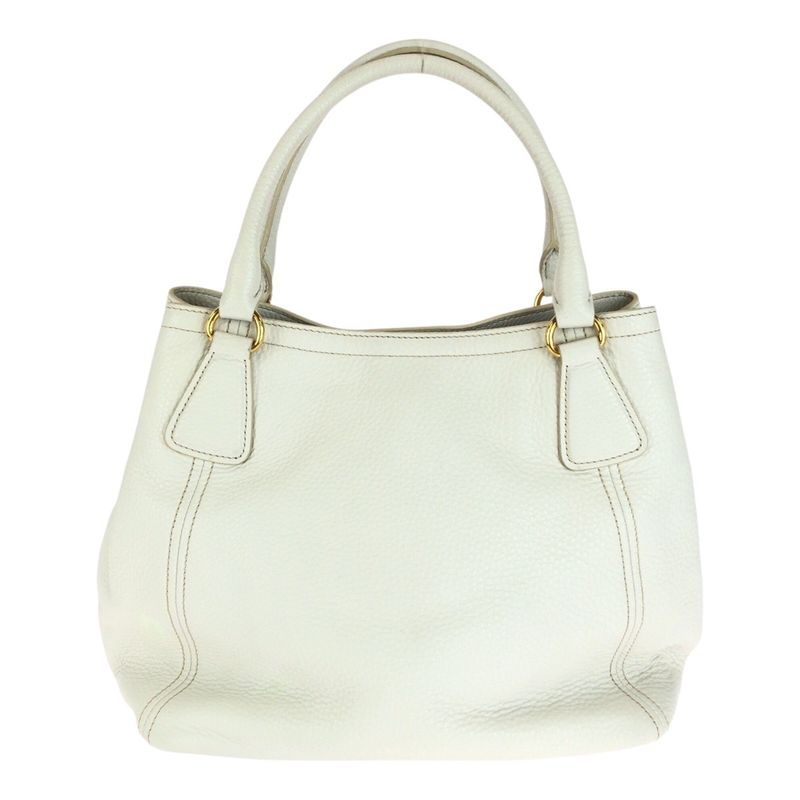 Prada Vittero Dino White Gold Hardware Leather Bn2534 Tote Handbag — view 2