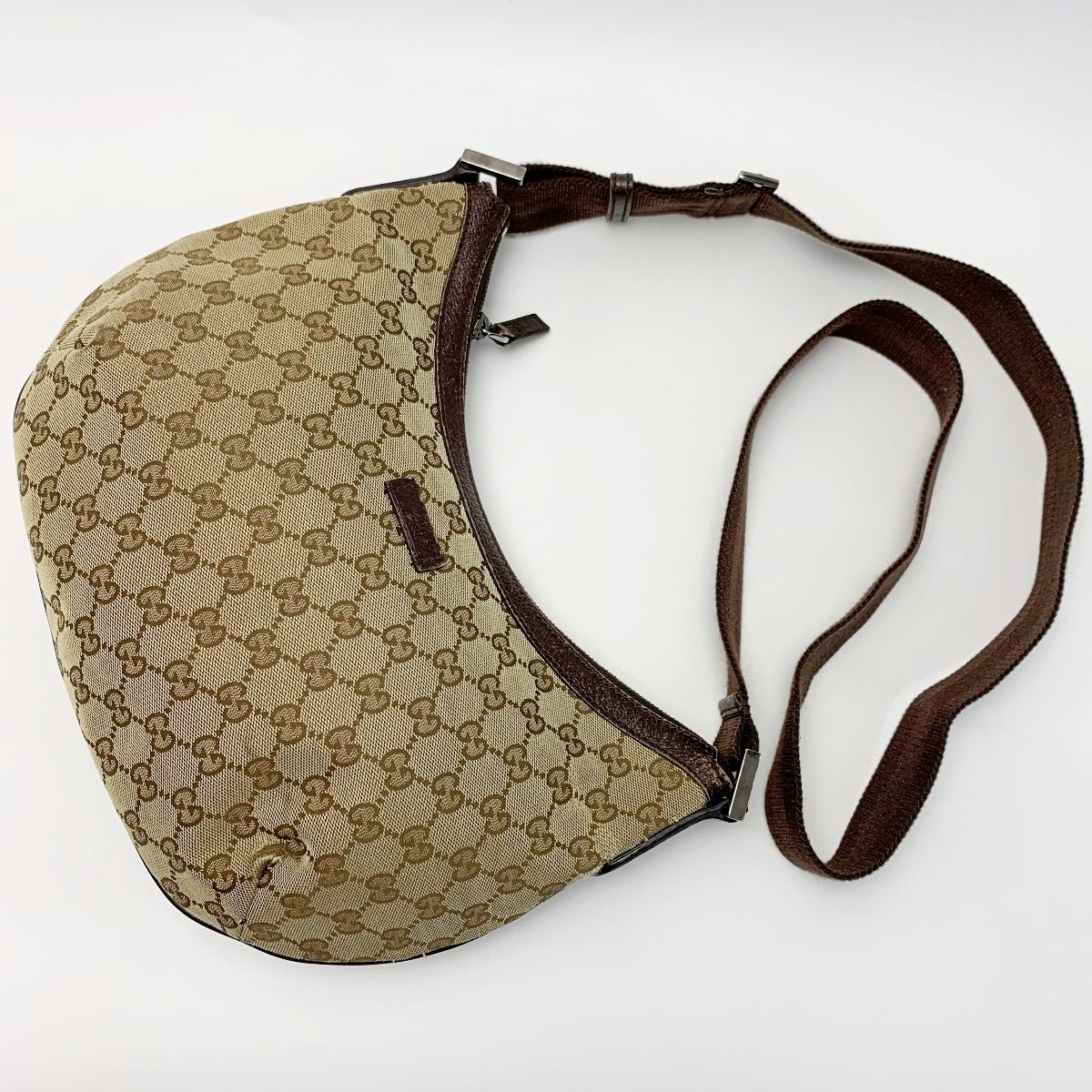 Gucci Shoulder Bag Brown Light Canvas Leather — view 4