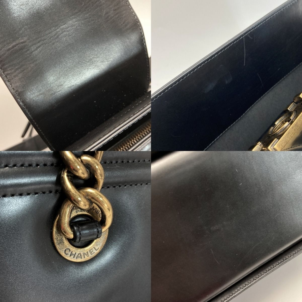 Chanel Boy Chain Tote Bag Black Leather — view 5