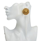 Chanel Coco Mark Earrings Round Barley Ear of Rice Motif Gold Plated — view 8