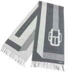 Hermes Sangre A Bucle 100% Cashmere Anthogracito Gris Cles Fringed Scarf — view 4