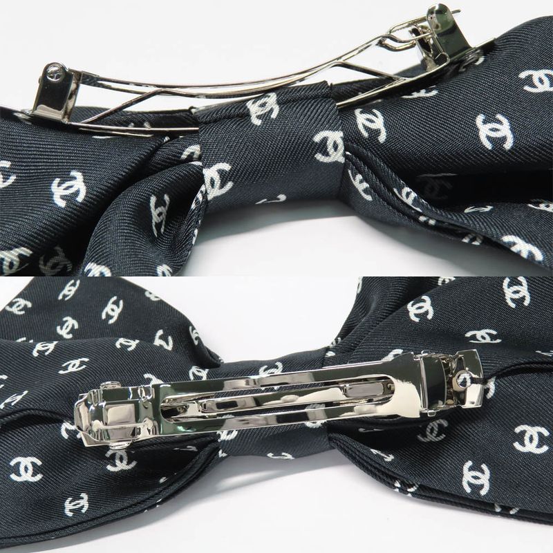 Chanel Barrette Aaa821 25 P Coco Mark Ribbon Black Silk Hair Accessory — view 6