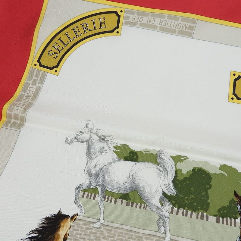 Hermes Scarf Carre 90 100% Silk LES Haras Nationaux National Stallion Breeding — view 4