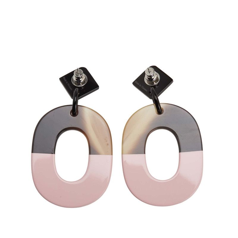 Hermes ISM Stud Brown Pink Silver Hardware Buffalo Horn Metal — view 3