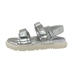 Christian Dioract Sandals Shoes Leather Metallic Silver Logo Lambskin — view 3