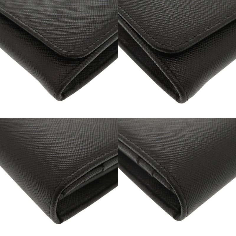 Prada Saffiano Leather Black Long Wallet Bifold 0301 — view 4