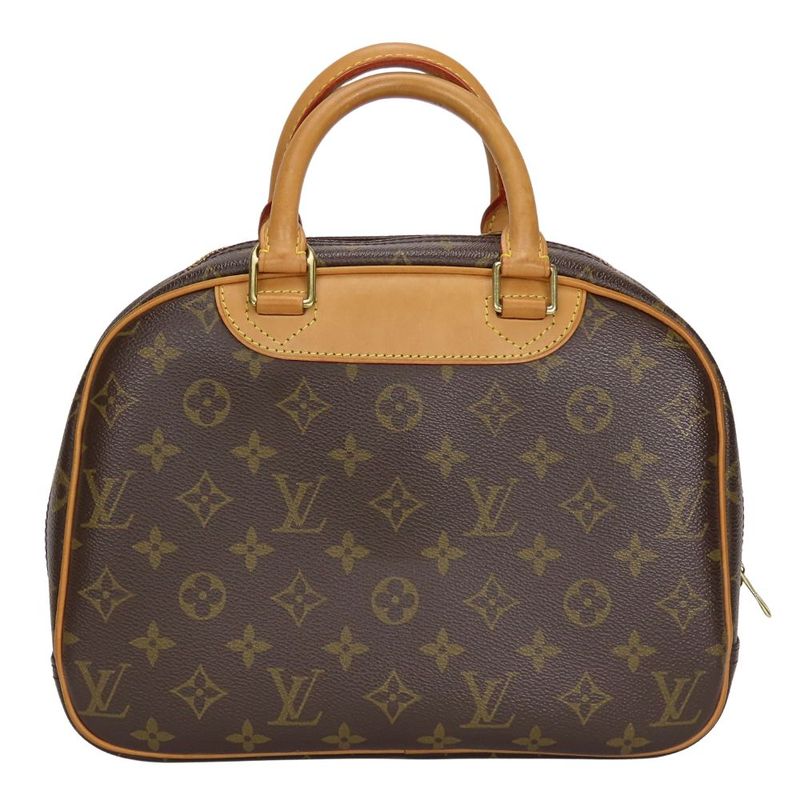 Louis Vuitton Handbag Trouville Monogram Nubuck Brown Gold Hardware — view 3