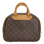 Louis Vuitton Handbag Trouville Monogram Nubuck Brown Gold Hardware — view 3