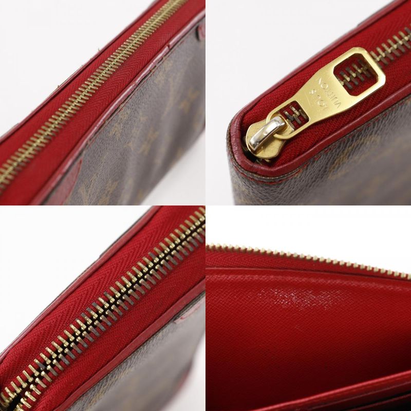 Louis Vuitton Zippy Wallet Retiro Monogram Canvas Threes Brown Red — view 8