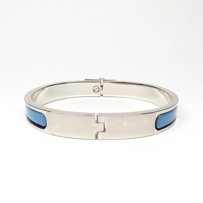 Hermes Mini Click Kelly Enamel Bracelet Chardon Palladium — view 5