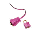 Hermes Clochette Cadena Key Set Fuchsia Porosus Gold