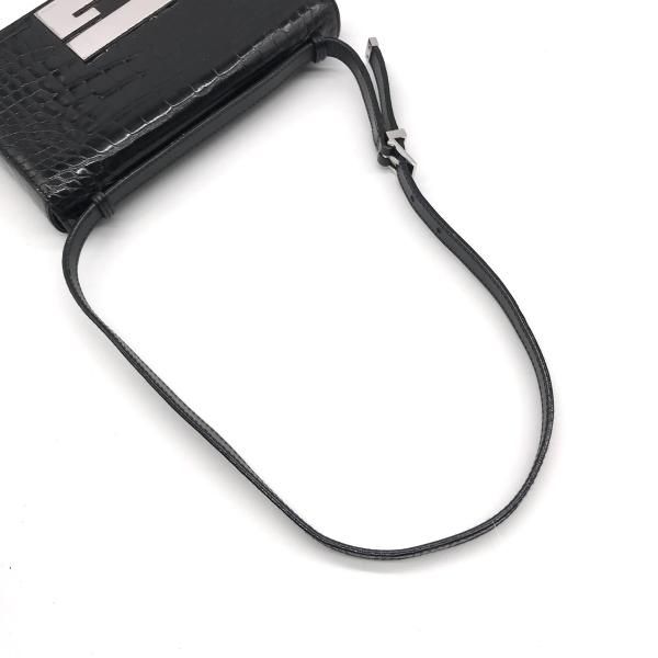 Gucci Croco Center Split Logo Shoulder Bag Black — view 6