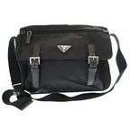 Prada Triangle Logo Nylon Messenger Shoulder Bag Black Aa