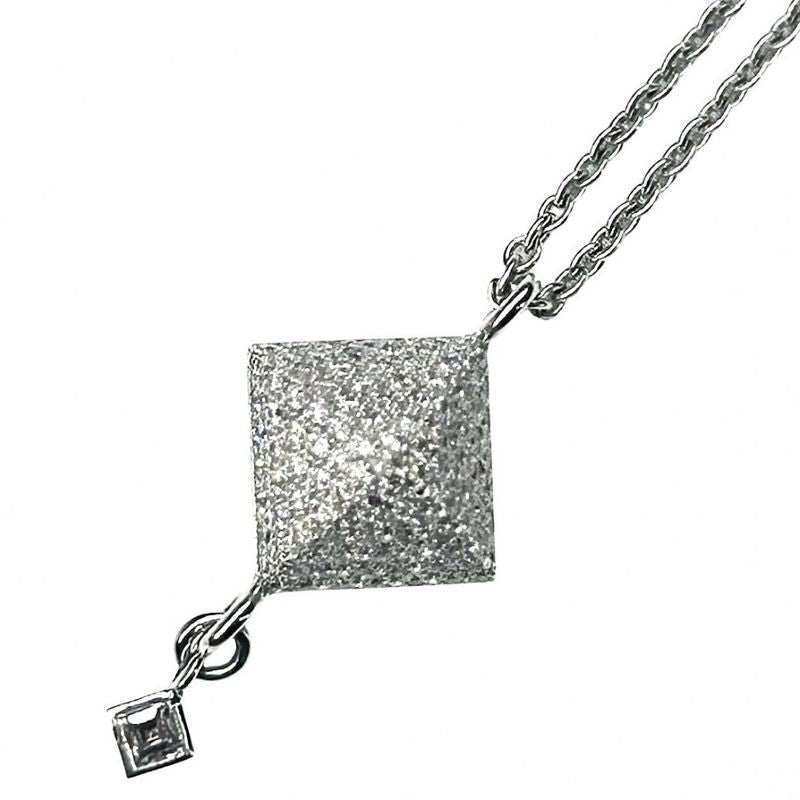 Hermes Necklace Medallion Pendant Jewelry With Adjuster 18K Gold 750 WG