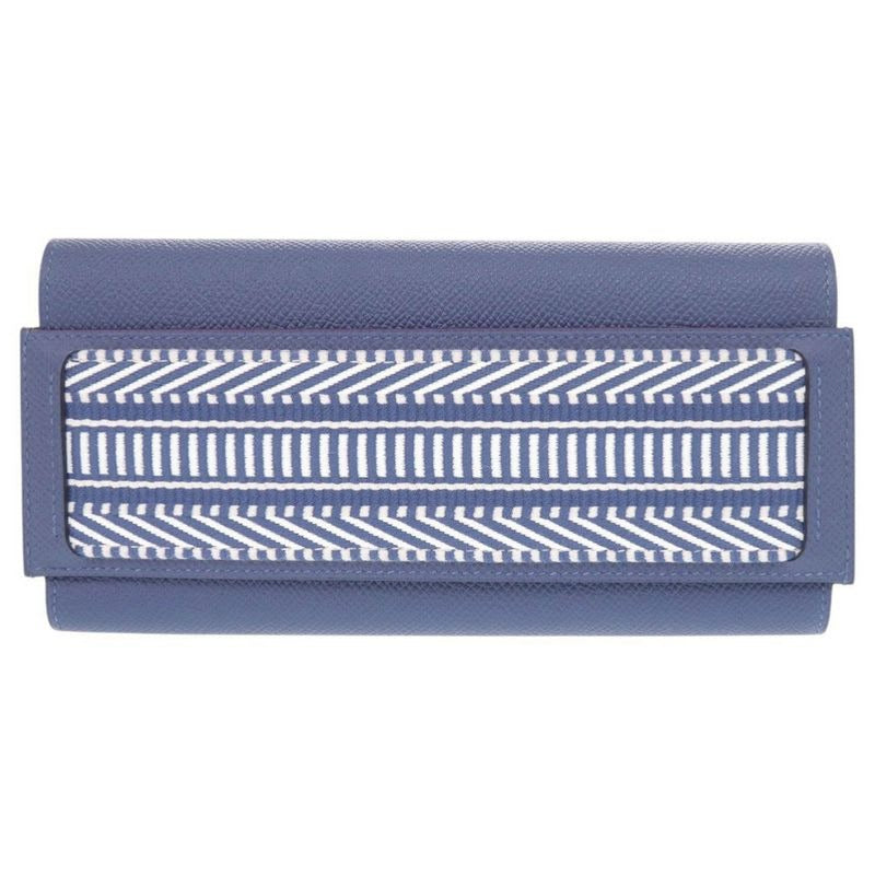 Hermes Passant Long Sangle Caval Vaux Epson Blue Brighton Silver Hardware